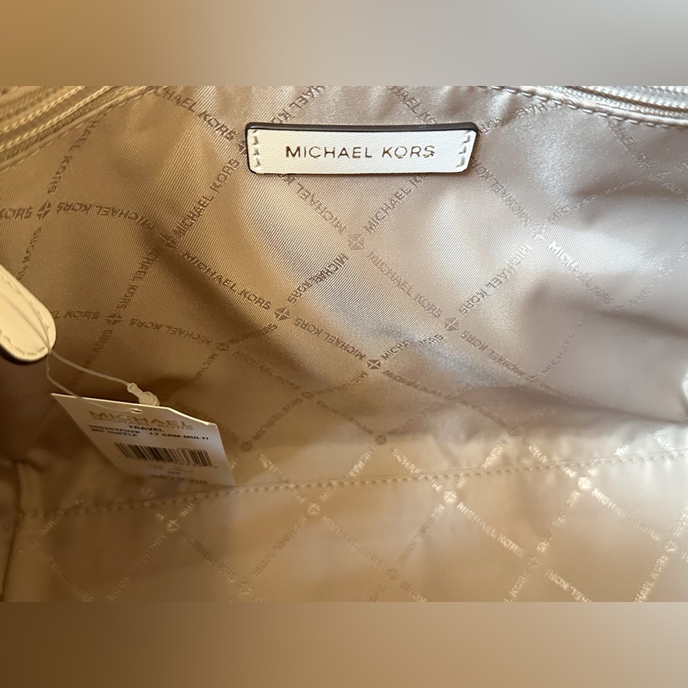 Michael Kors Jet Set Travel Medium Satchel Shoulder Duffle Bag MK Light Cream - Picture 11 of 11